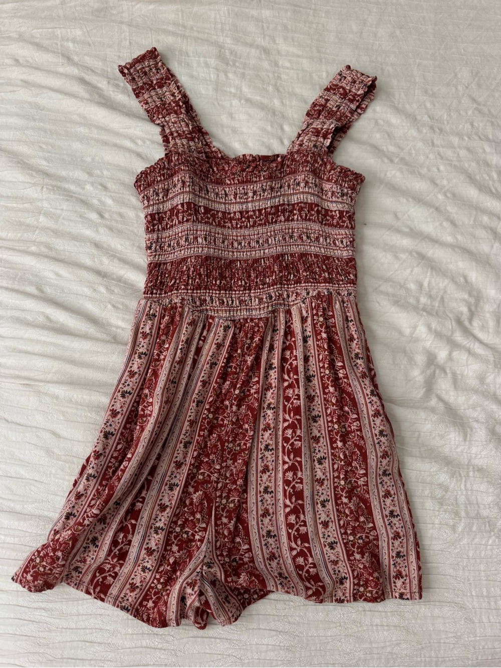 Smocked Floral Burnt Orange Romper